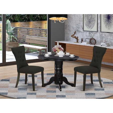 East West Furniture 3 Piece Shelton Kitchen Table Set - Black SHGA3-BLK-24
